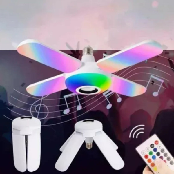 Lâmpada Dobrável Musical Bluetooth Controle Remo...