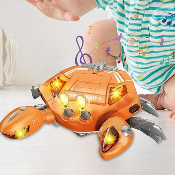 Caranguejo Musical Rastejante Brinquedo Divertido Luz Som