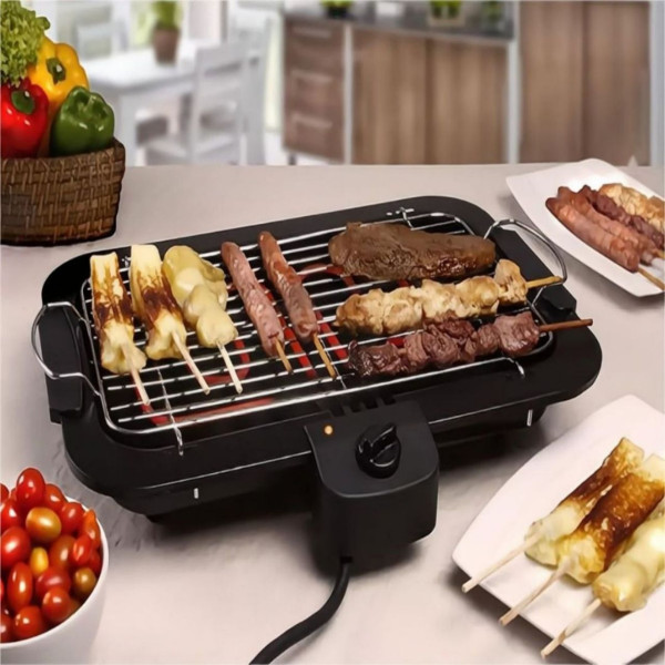 Churrasqueira Elétrica Portátil 110v Grelha Antiaderente com Controle de Temperatura