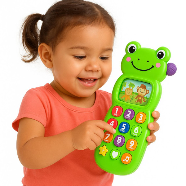Celular Infantil Sapinho Luz Som Verde Infantil Di...