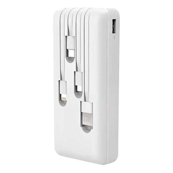Carregador Portátil 20000mAh Branco Sem Fio com Indução Qi USB