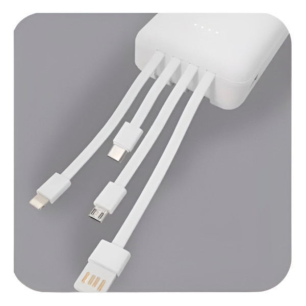 Carregador Portátil 20000mAh Branco Sem Fio com Indução Qi USB
