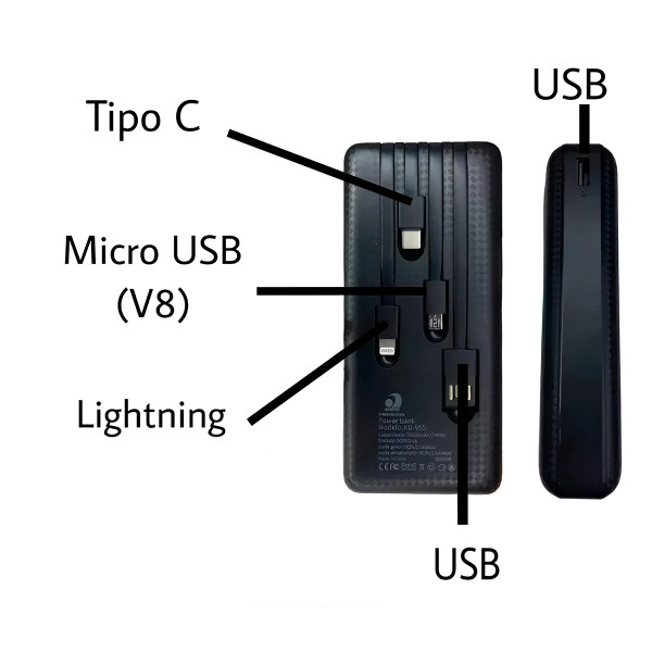 Carregador Portátil 20000mAh Sem Fio – Power Bank com Indução, USB-C e USB