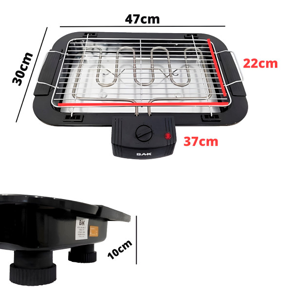 Churrasqueira Elétrica Portátil 110v Grelha Antiaderente com Controle de Temperatura