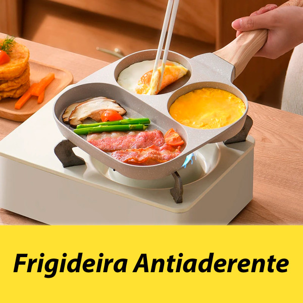Frigideira Antiaderente Ovo 3 Em 1 Divisórias Hamburguer Cozinha