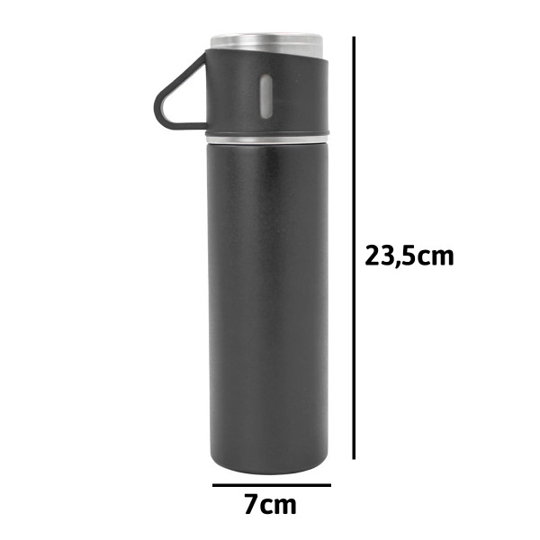 Garrafa Térmica Parede Dupla 3 Copo Aço Inox Squeeze 500ml
