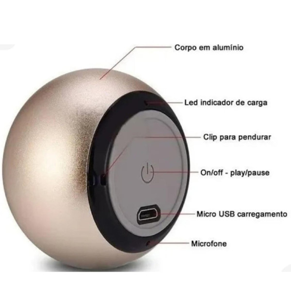 Mini Caixa De Som Bluetooth Bolinha Metal Amplificada Speaker 3w