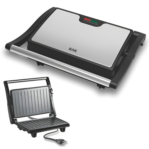 Mini Grill Elétrico de Inox Grelha Antiaderente C...