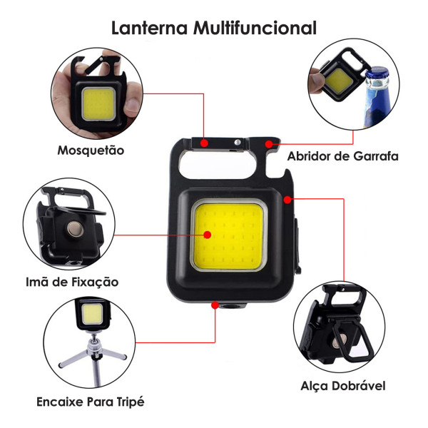 Mini Lanterna Led Portatil Usb Recarregavel Bolso Tatica Abridor