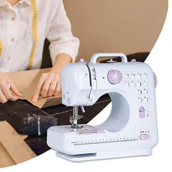 Mini Máquina De Costura 12 Pontos Portátil Tomada Pilha Branco
