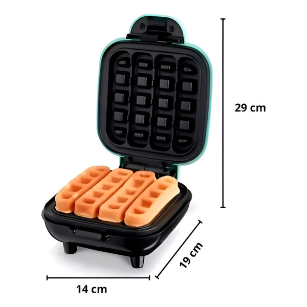 Mini Máquina de Waffle Quadrada Elétrica Antiaderente