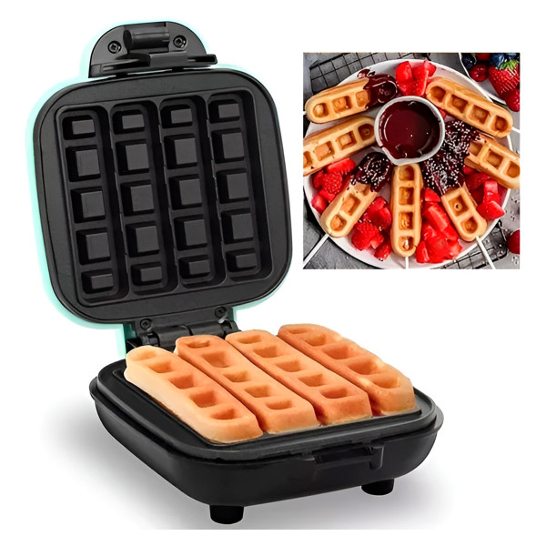 Mini Máquina de Waffle Quadrada Elétrica Antiaderente