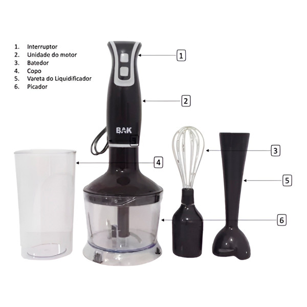 Mixer Multifuncional Processador Batedor 3 em 1 Utensílio