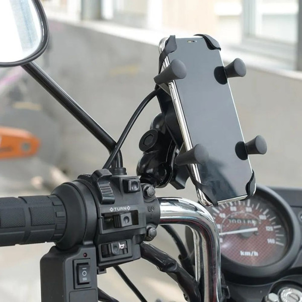 Suporte de Celular para Moto com Carregador USB – Seguro e Prático