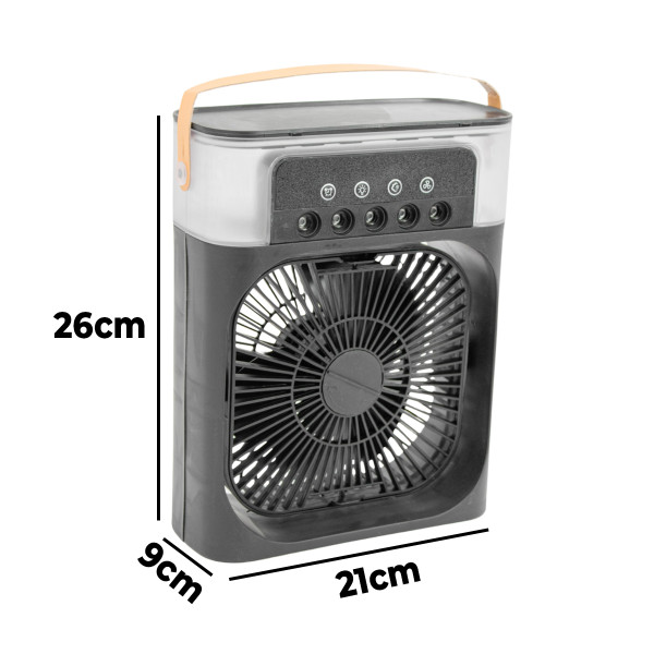 Ventilador Portátil USB 4 em 1 | Iluminação, Umidificador