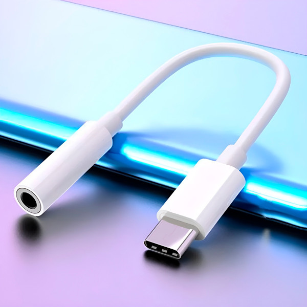 Adaptador Cabo P2 para USB C Entrada Fone de Ouvido