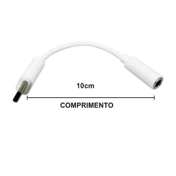 Adaptador Cabo P2 para USB C Entrada Fone de Ouvido