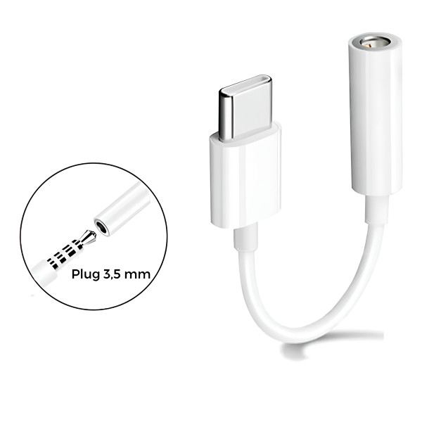 Adaptador Cabo P2 para USB C Entrada Fone de Ouvido