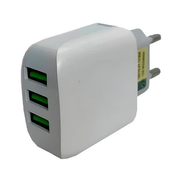 Adaptador Carregador Tomada Três Saídas Turbo 3.1A Cabo V8