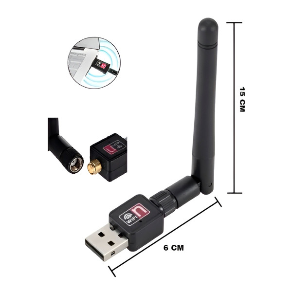 Adaptador Wi-Fi USB com Antena | Receptor Wireless