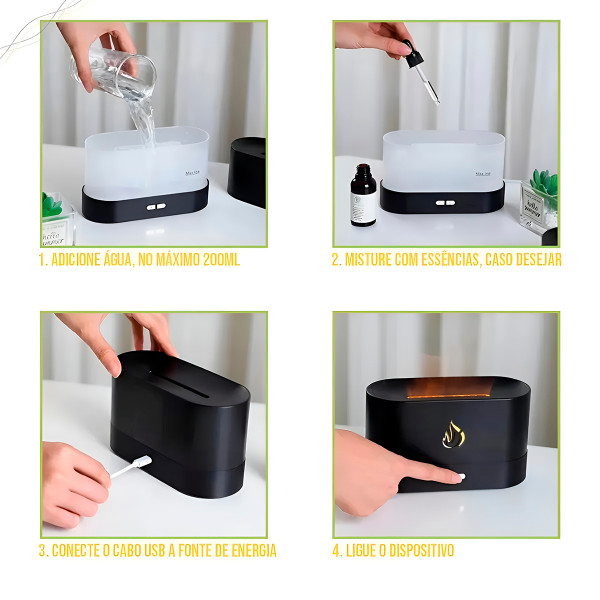 Aromatizador Umidificador Difusor Ultrassônico Chamas