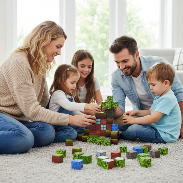 Brinquedo Blocos Magnéticos 48 Blocos Imãs Cenário Divertido