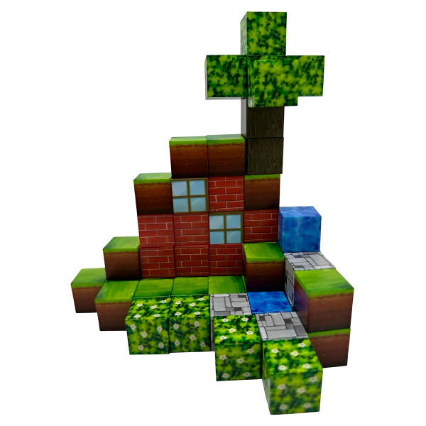 Brinquedo Blocos Magnéticos 48 Blocos Imãs Cenário Divertido