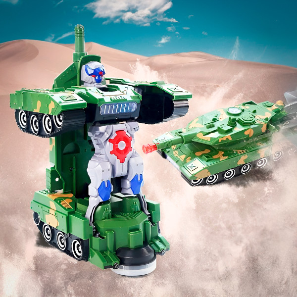 Brinquedo Tanque Combate Transformar Robô Musical Bate Volta