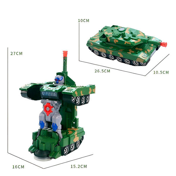 Brinquedo Tanque Combate Transformar Robô Musical Bate Volta