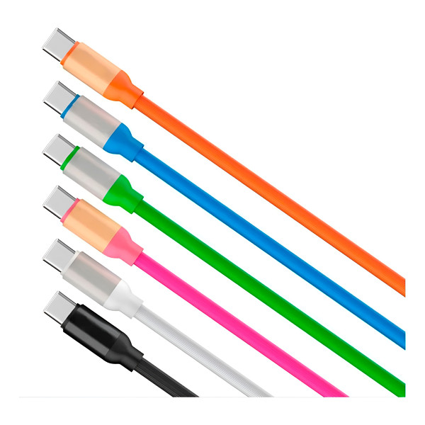 Cabo Carregador USB C Colorido Silicone Telefone C...