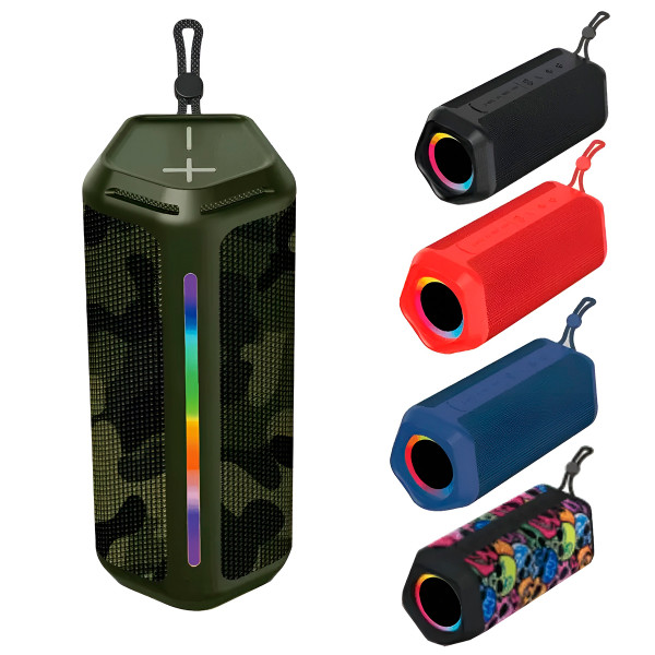Caixa de Som Bluetooth Portátil LED RGB Resistent...