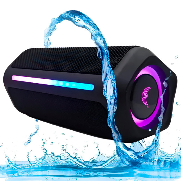 Caixa de Som Bluetooth Portátil LED RGB Resistente à Água