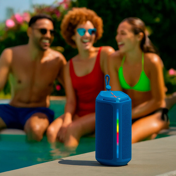 Caixa de Som Bluetooth Portátil LED RGB Resistente à Água