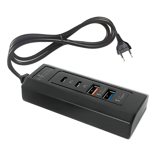 Carregador Hub 4 Entradas USB USB-C Fonte Carregamento