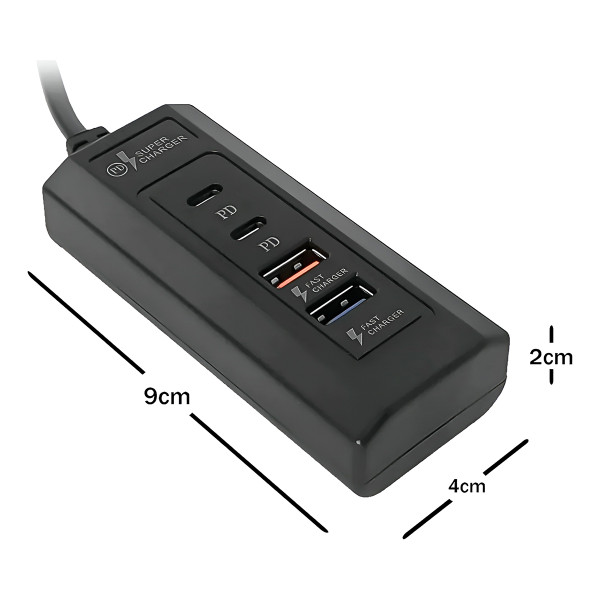 Carregador Hub 4 Entradas USB USB-C Fonte Carregamento