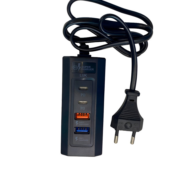 Carregador Hub 4 Entradas USB USB-C Fonte Carregamento