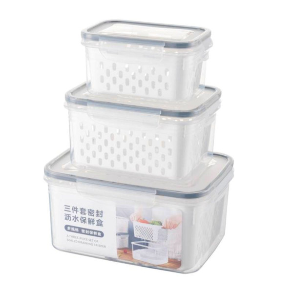 Conjunto 3 Potes Herméticos Com Cesto - Branca