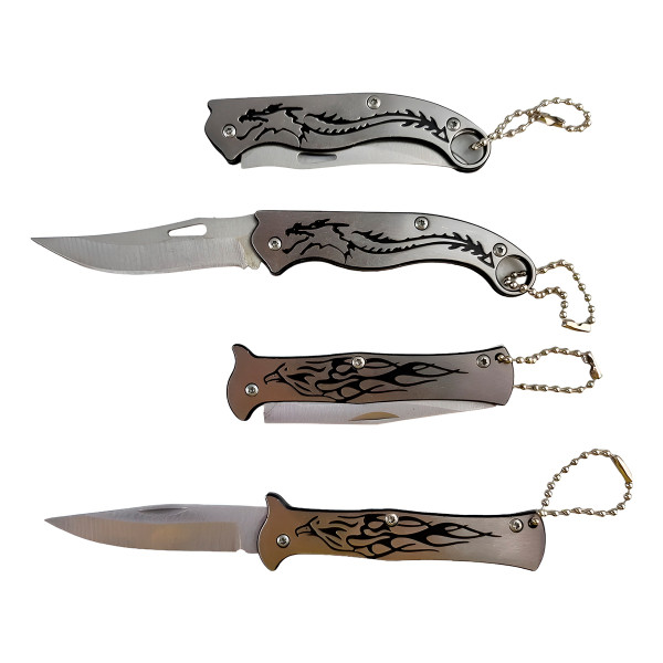 Conjunto 4 Canivetes Manuais Pesca Camping Aço Inox