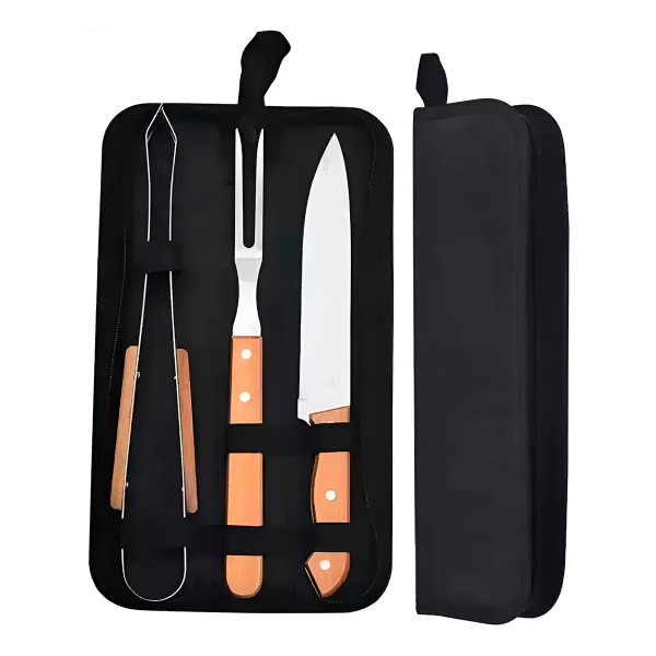 Conjunto Kit Churrasco Faca Pegador Garfo Utensíl...