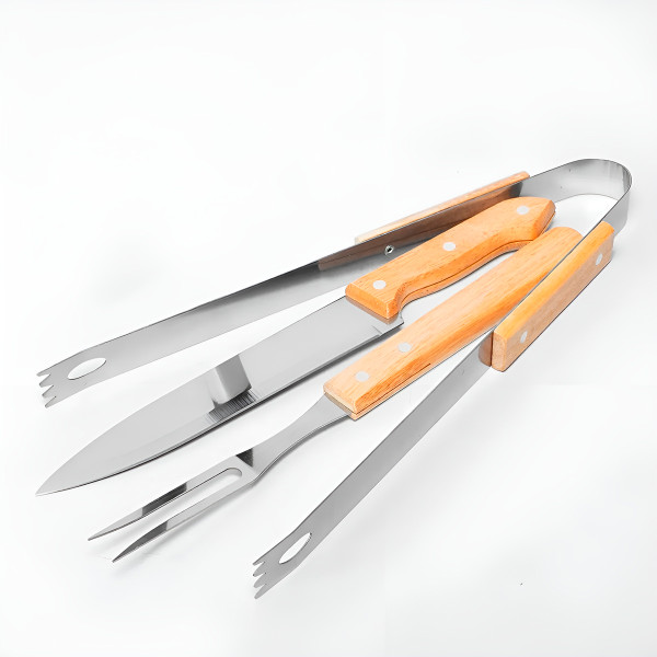 Conjunto Kit Churrasco Faca Pegador Garfo Utensílios
