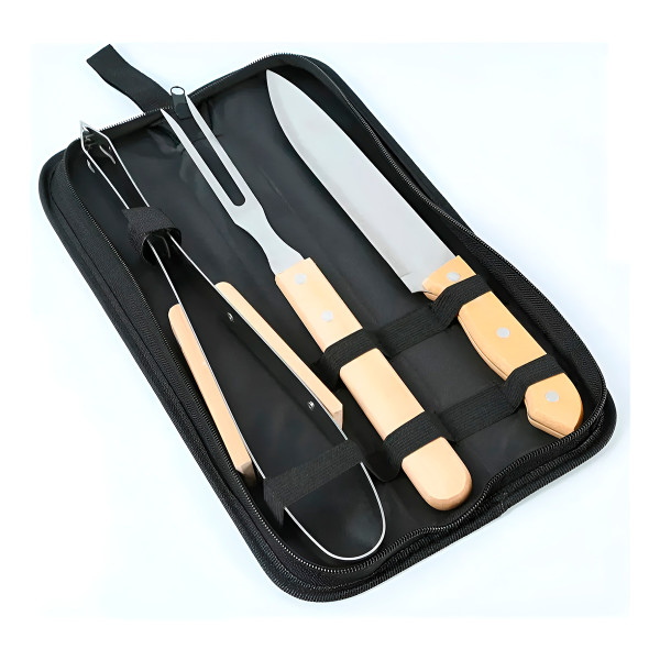 Conjunto Kit Churrasco Faca Pegador Garfo Utensílios