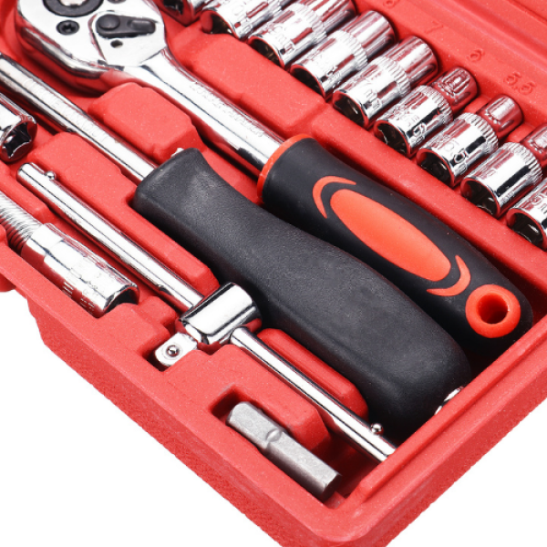 Conjunto Kit Ferramentas Soquete 1/4 46Pçs Reparos