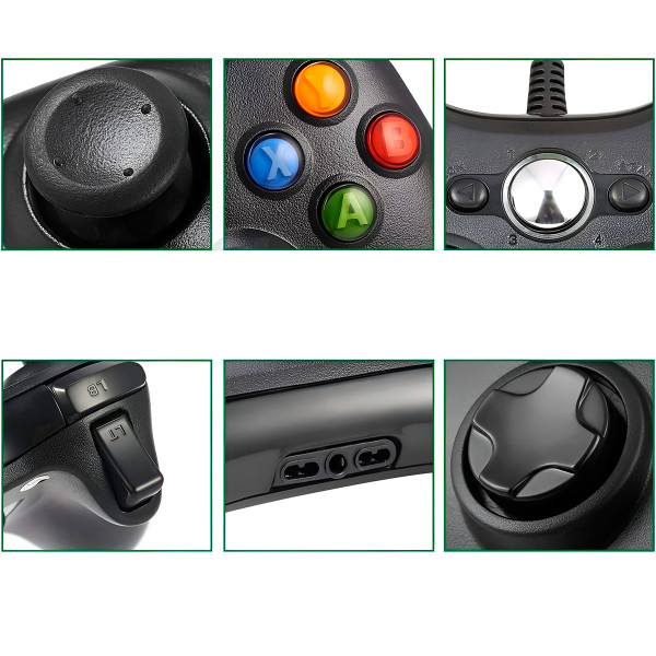 Controle USB com Fio Preto Xbox360 Vídeo Game Computador