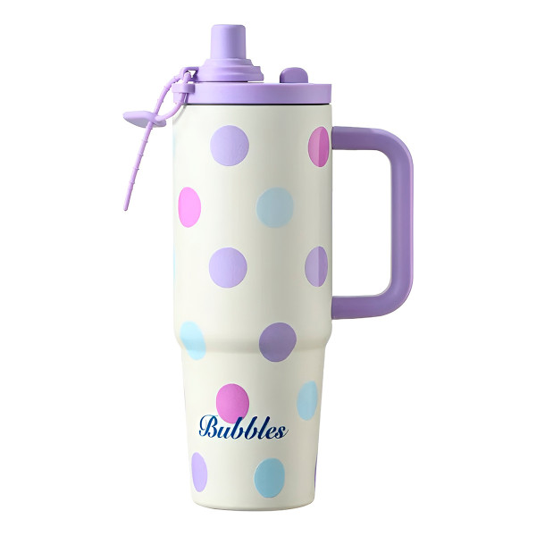 Copo Térmico 900ml Divertido Canudo Aço Inox Colorido