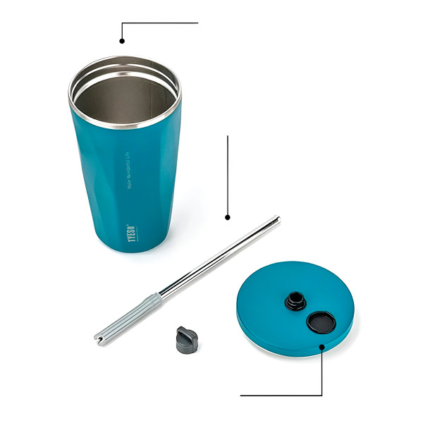 Copo Térmico Aço Inox 600ml com Canudo Água Café Suco