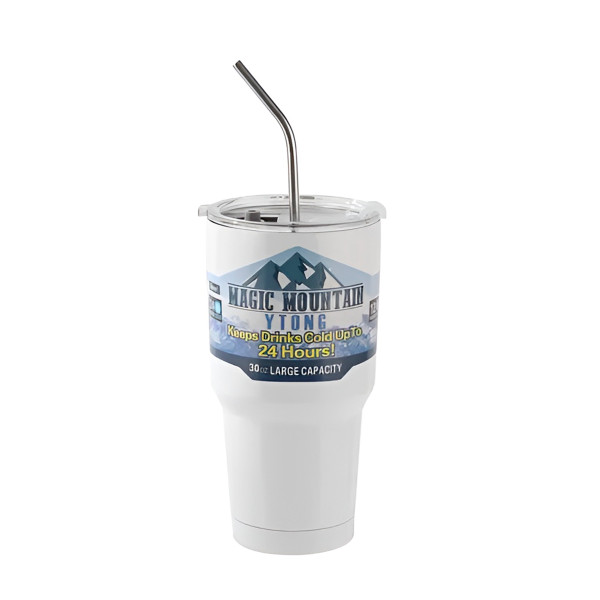 Copo Térmico Dupla Camada com Canudo Inox 900ml Tampa