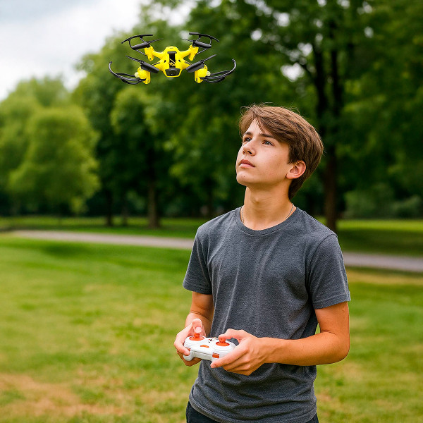 Drone Amador Controle Remoto Luzes Quadricóptero Amarelo