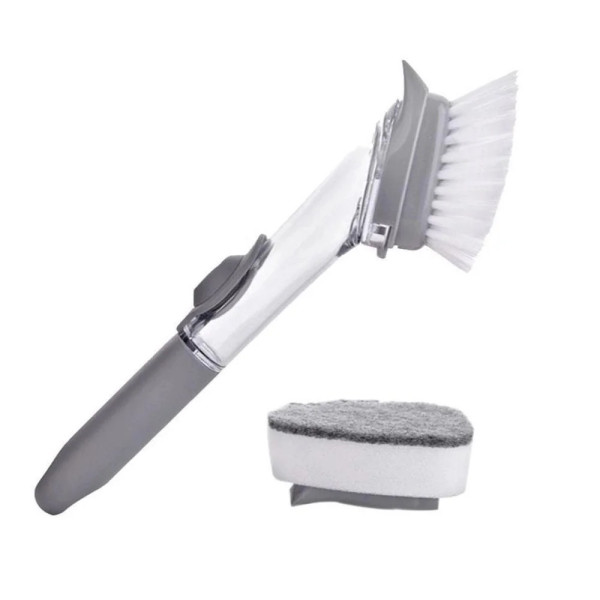 Escova De Limpeza 2 em 1 Dispenser Detergente Lava Louça