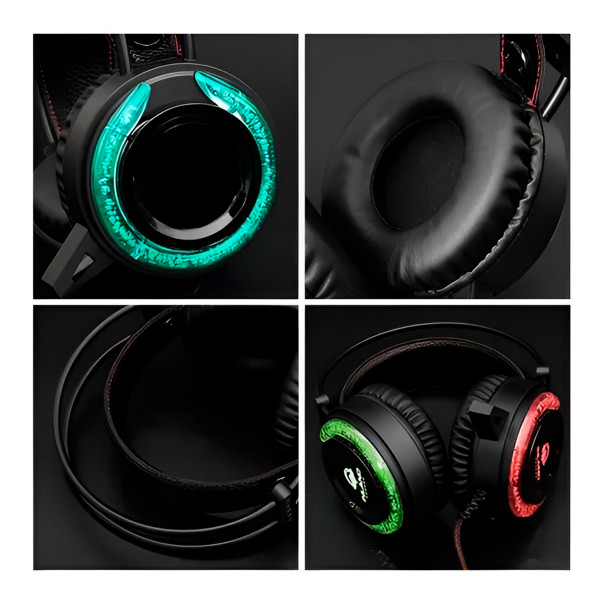 Fone de Ouvido Gamer com Fio RGB Headset Iluminação