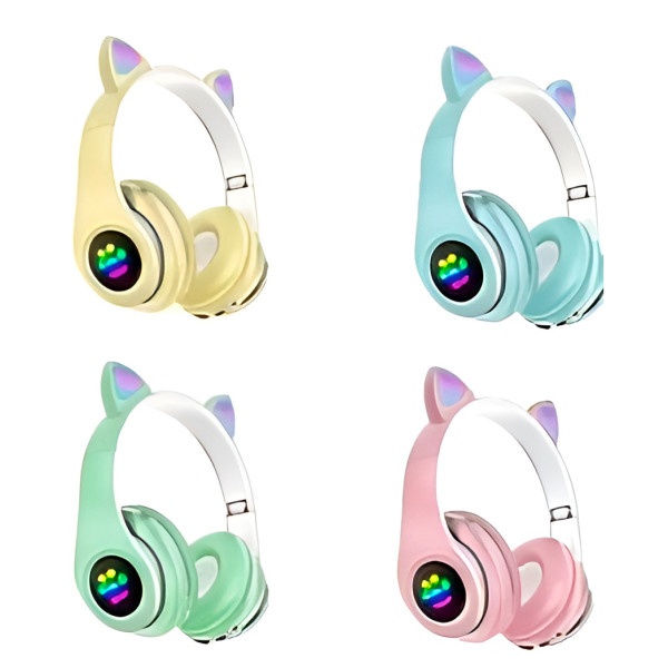 Fone Headset Bluetooth Colorido Com LED Sem Fio Ga...